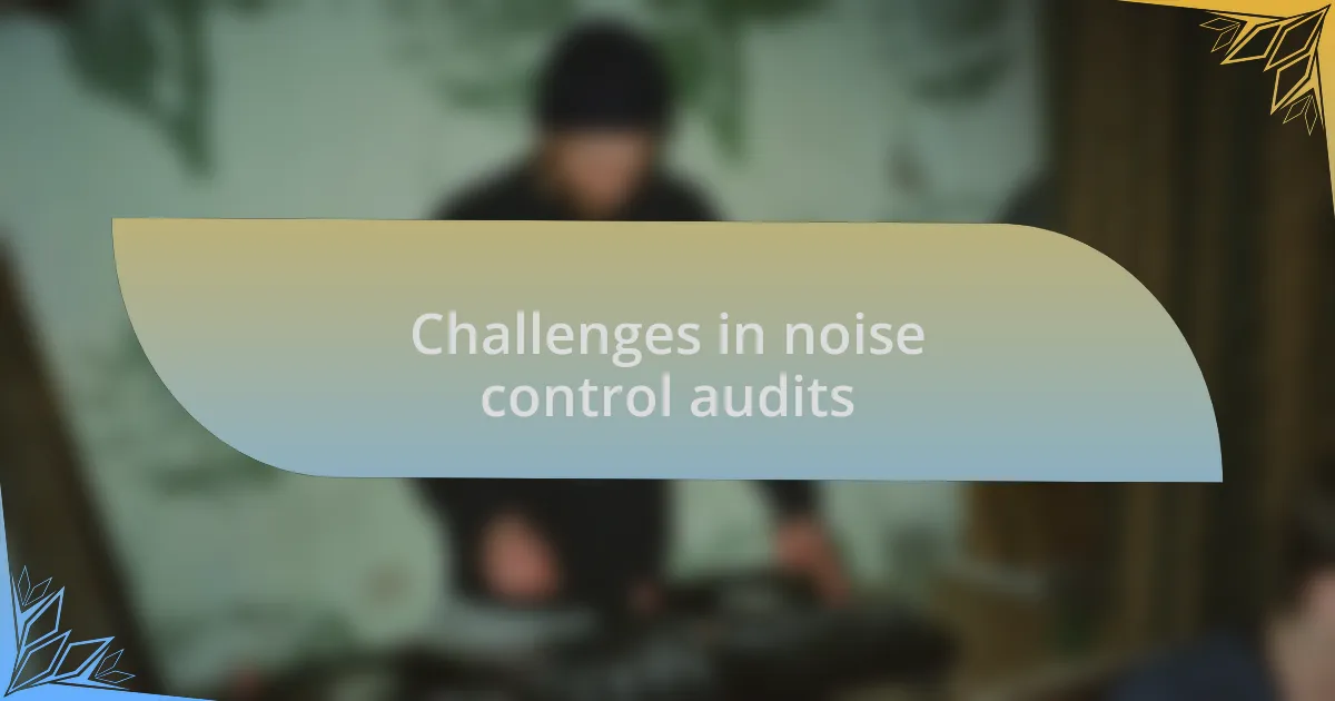 Challenges in noise control audits