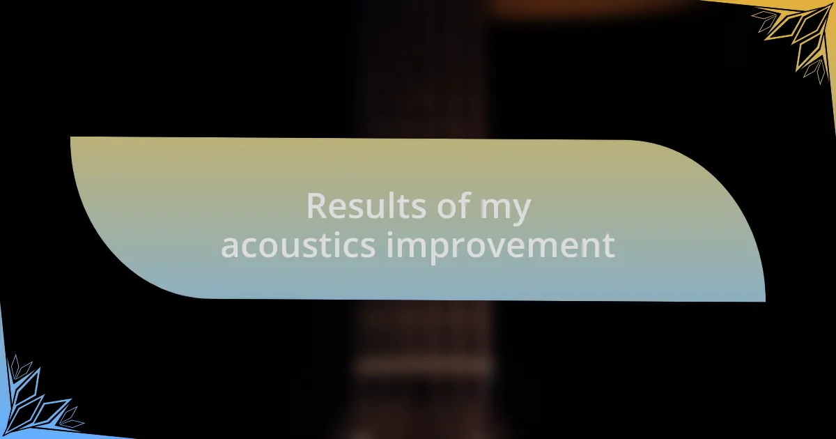 Results of my acoustics improvement