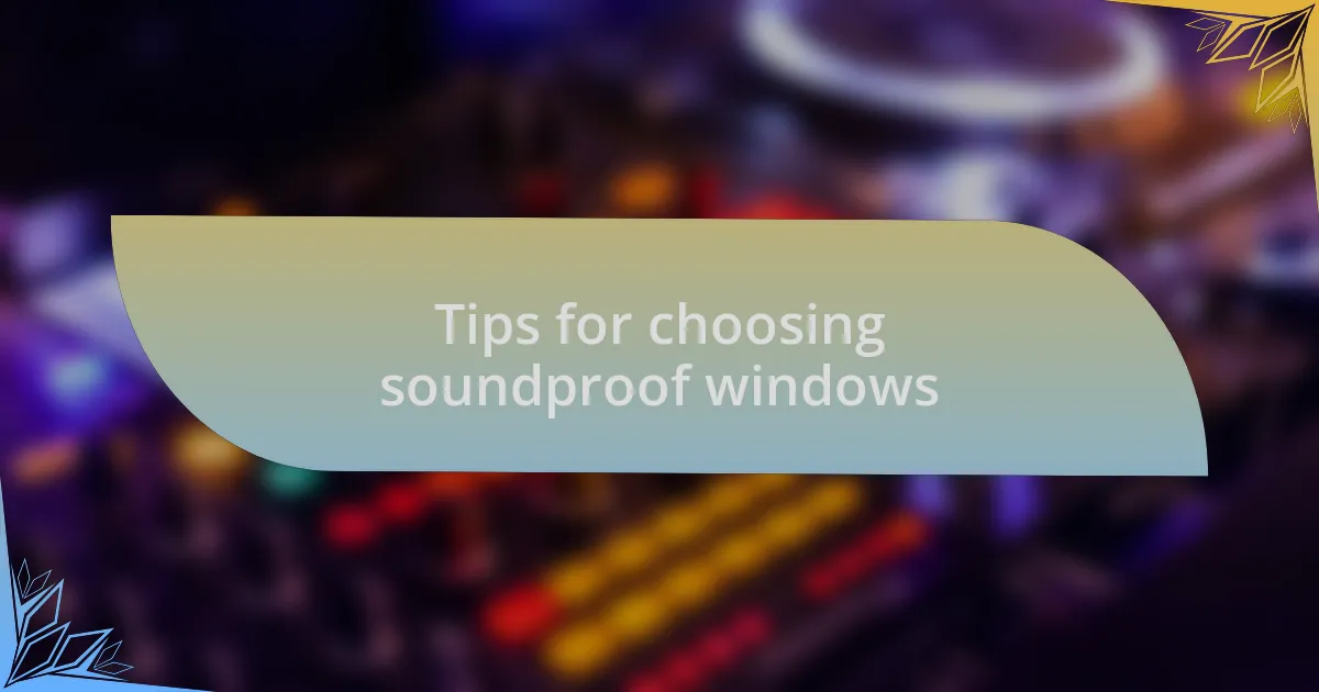 Tips for choosing soundproof windows